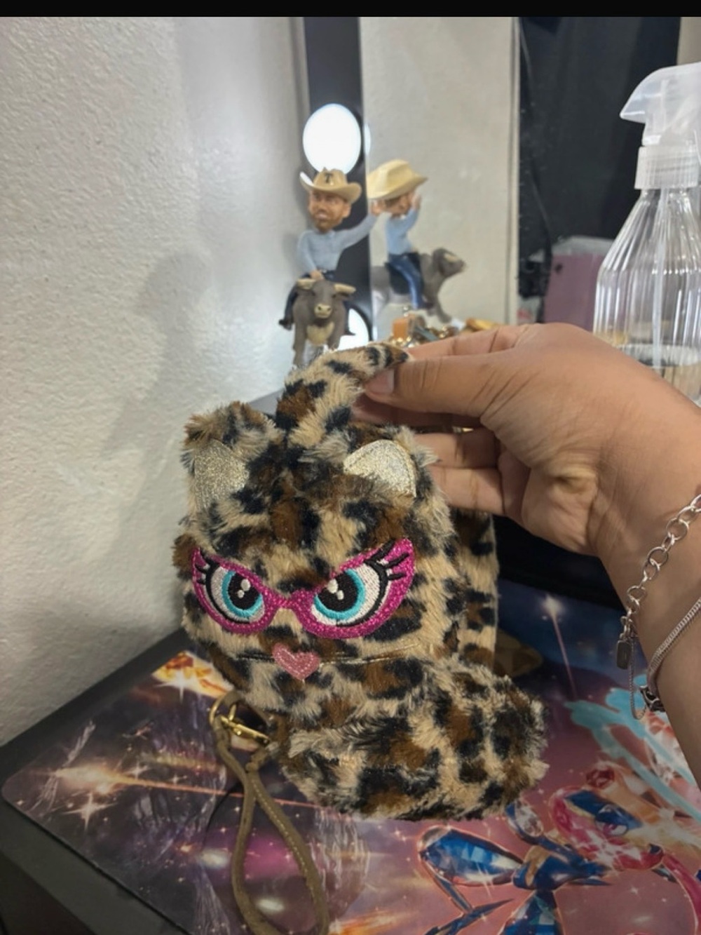 Leopard-print faux fur winter earmuffs!